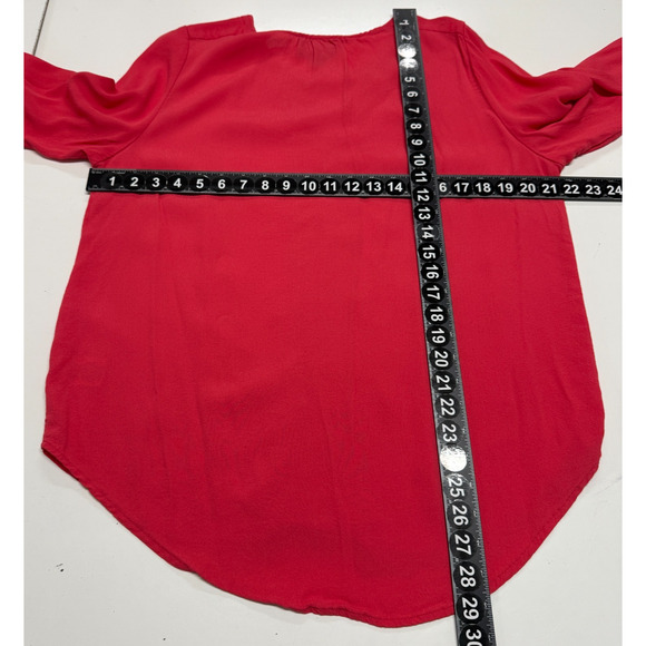 Cynthia Rowley Top Womens 1X Red Embroidered Tunic 3/4 Sleeve Pullover Blouse - Picture 4 of 10